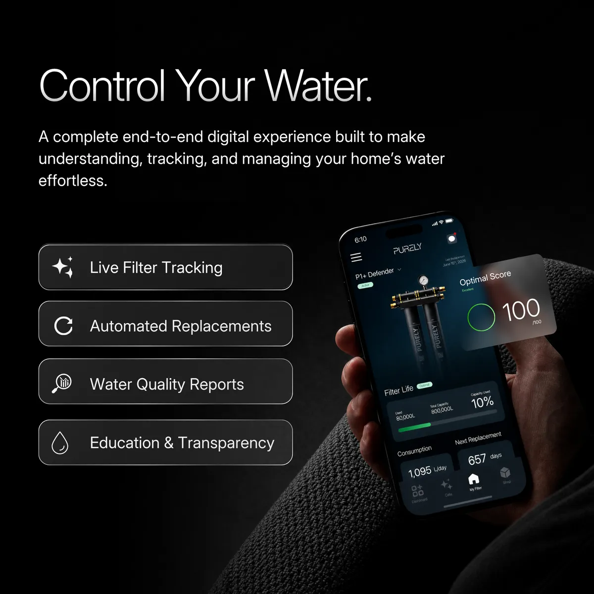 Control your water with the Purely app