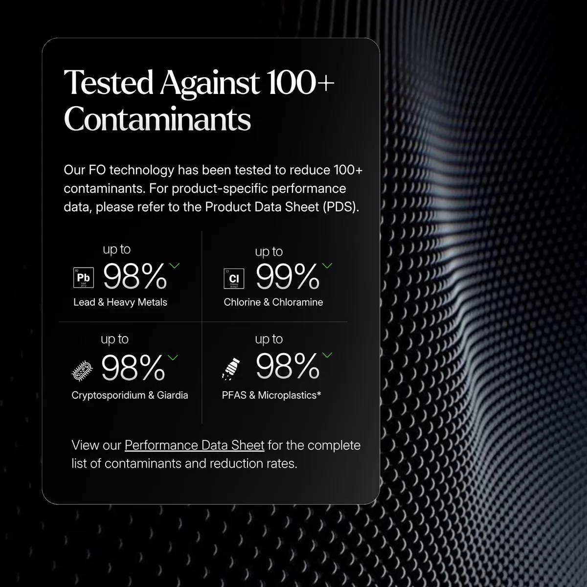 Tested against 100+ contaminants