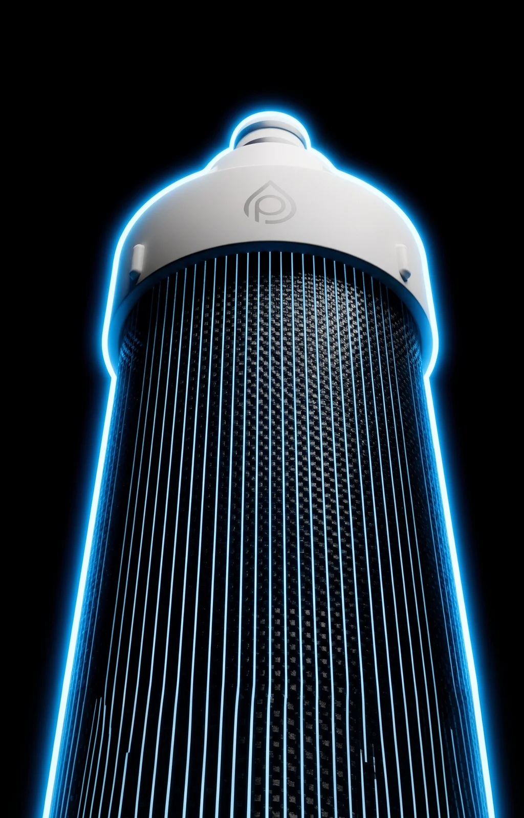 Close-up render of activated carbon fibre strands exposing usable surface area