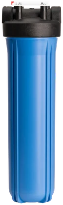 A generic blue activated-carbon filter housing