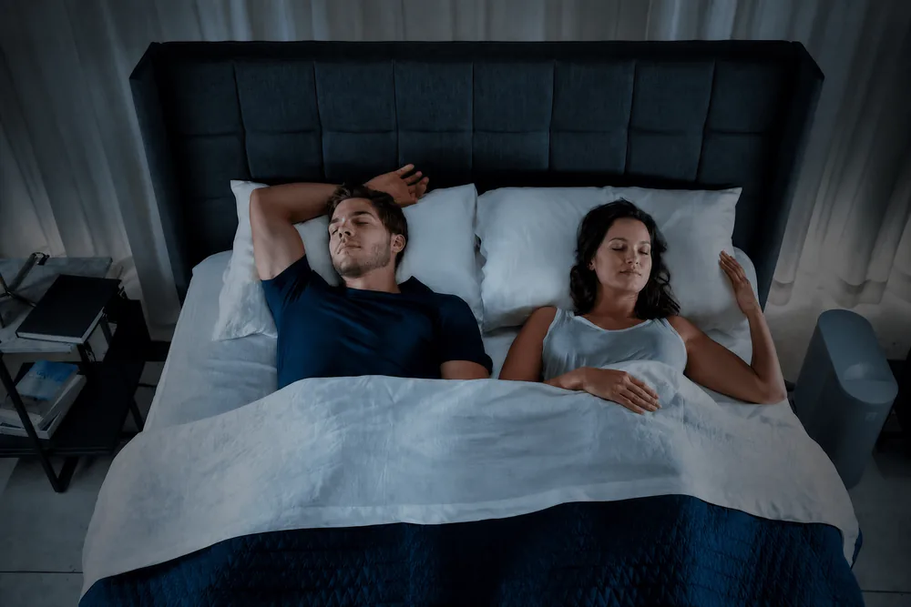 Couple sleeping restfully