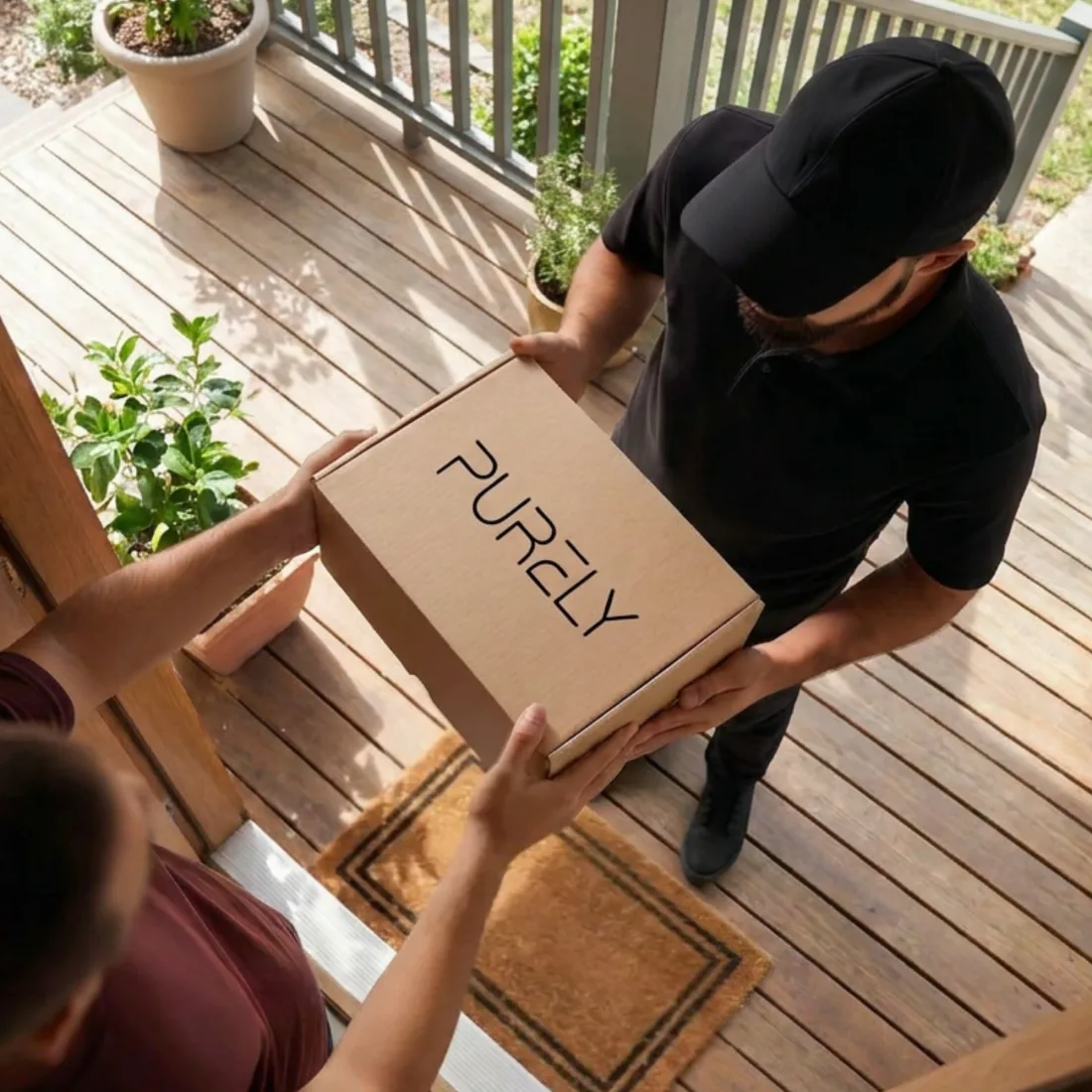 Purely package delivered to a home