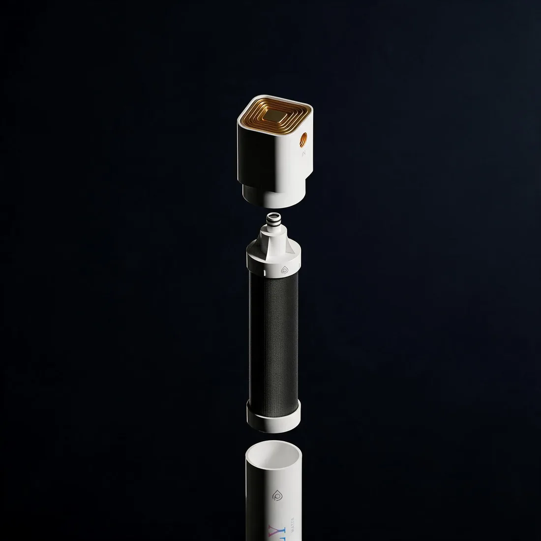 Exploded view of the Purely filter cartridge