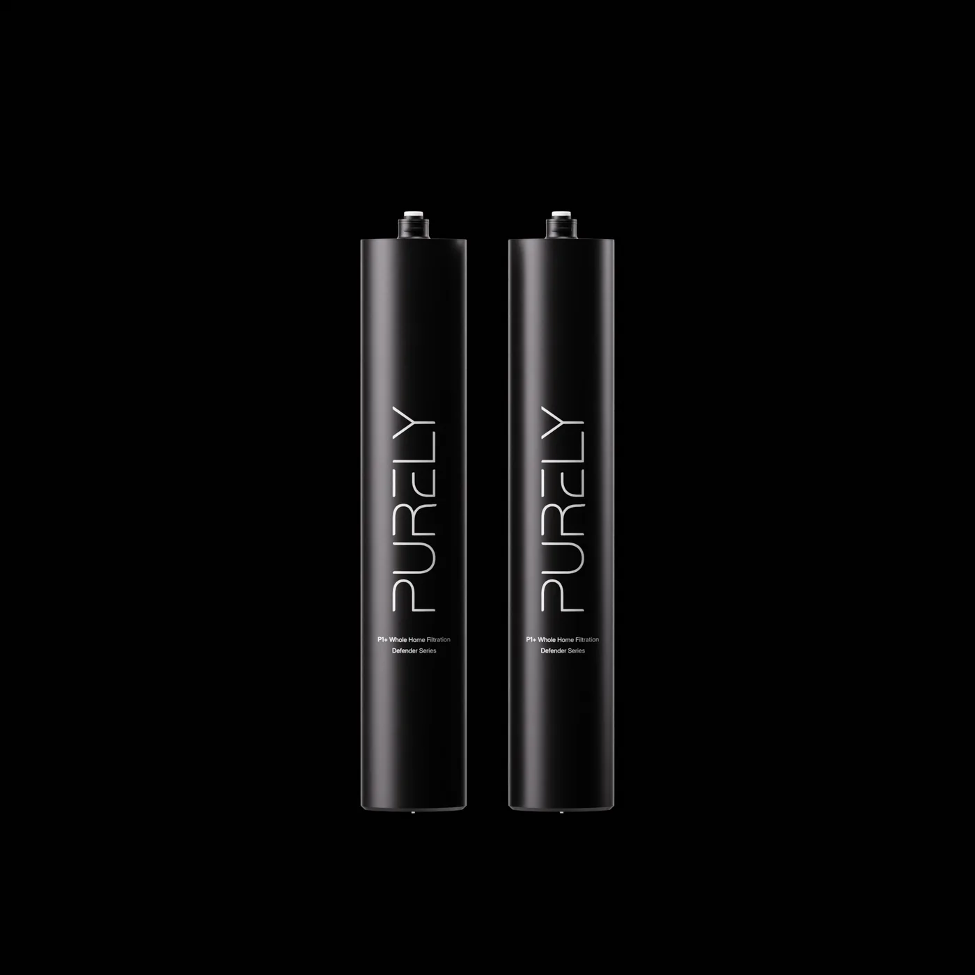 The P1+ 2-Stage Defender replacement cartridge pair, studio shot on black